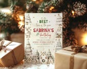 Birthday Christmas Invitation, Holiday Party Invite, Merry Christmas invitation, Christmas Thank you Tag, Holiday Party Invitation