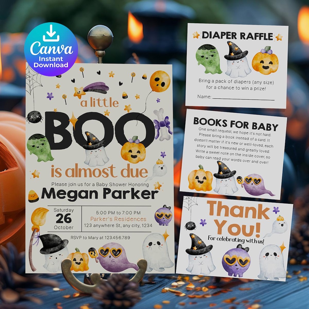 Spooky Raffle Little Boo, Halloween Invite, Spooky One, Baby Shower Favours, Diaper ...