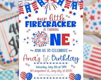 Compleanno del 4 luglio / Petardo / Invito per il 4 luglio / Invito per il 4 luglio / Invito per il giorno dell'indipendenza / Tutto americano / Invito patriottico