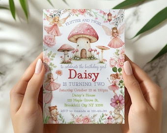 2nd birthday invite, Fairy birthday invitation, Fairy garden invitation, Fairy birthday party invitation, 2nd birthday invitation