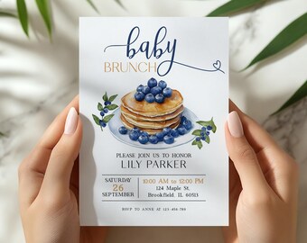 ベビーブランチ ブルーベリー ベビーシャワー ブルーベリー ベビーシャワー招待状 ベリー スイート ベビーシャワー ベビーブランチ シャワー招待状 ブランチ ベビーシャワー