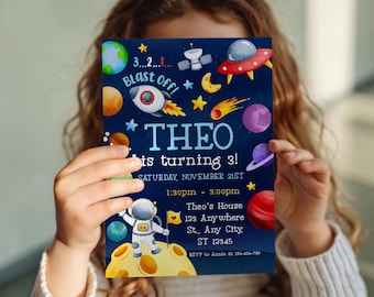 Baby Astronaut, Outer space invitation, Space Birthday Party, Astronaut invite, Astronaut Birthday, Out of this world, Rocket Ship, UFO