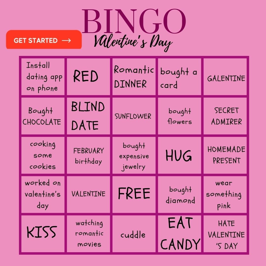 Bingo Valentine's Day Template - Etsy