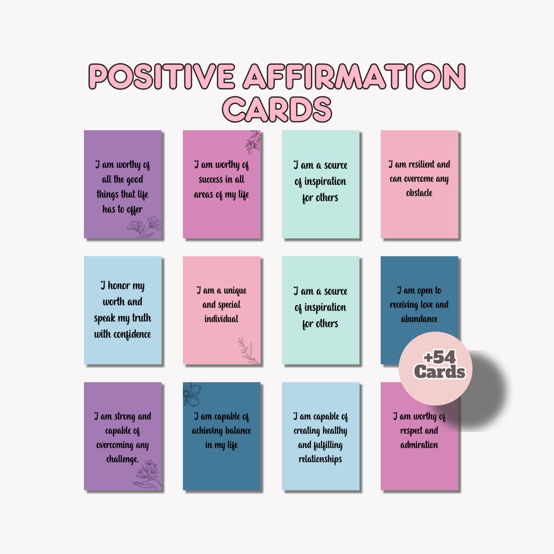 Positive Affirmation Cards, 54 Printable Manifestation Cards for Daily ...