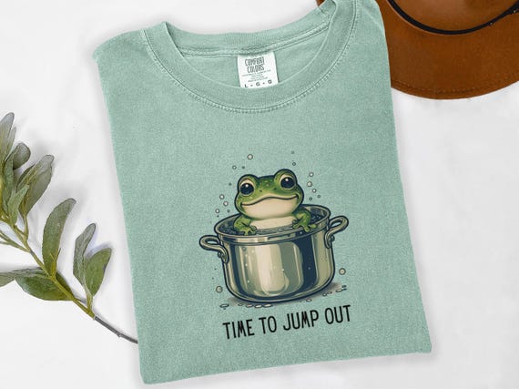 Activist Boiling Frog T-shirt, Resist Protest Tee, Cute Frog Shirt, Protest Unisex Garment-Dyed Tee