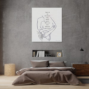 Romantische Leinwand | Jubiläumsgeschenk | Kokette Wandkunst | Hochzeitsgeschenk | Romantisches Schlafzimmer Dekor | Romantisches Paar Kunst | Schlafzimmer Wandkunst