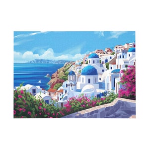 Santorini Sunset Splendor Jigsaw Puzzle (500, 1000-Piece) - Aegean Charm, Greek Isles, Scenic Ocean View Puzzle Challenge