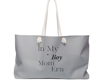 Elegant Light Grey &quot;In My Boy Mom Era&quot; Large Tote Bag - Great Gift for a Mama, Mom, Mother!
