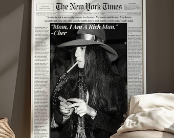 Cher Poster, Black and White, Cher Print, Vintage Photography