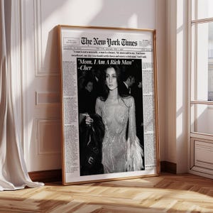 Cher 'rich Man' Newspaper Poster: Black & White NYT Style (digital ...
