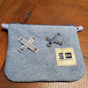 Zipped denim pouch