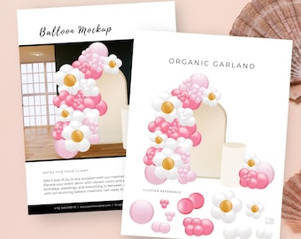 Plantilla de maqueta de guirnalda de globos para decoración de niña, diseño de artista de globos, paleta de más de 60 colores, arco de globos para celebración del día de San Valentín, BB8