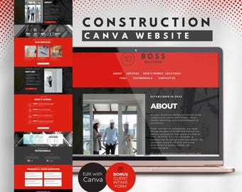Sitio web de empresa constructora, plantilla de Canva, formulario de admisión de clientes de Google para personal de mantenimiento, página de destino para constructores de viviendas, negocio de subcontratistas, CB2