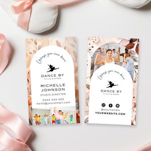 Tanzstudio Visitenkarte Vorlage, Kinder Tanzklasse Kontaktkarte, Tänzer Coaching & Lehre Netzwerkkarte, Herbst Branding, DS8