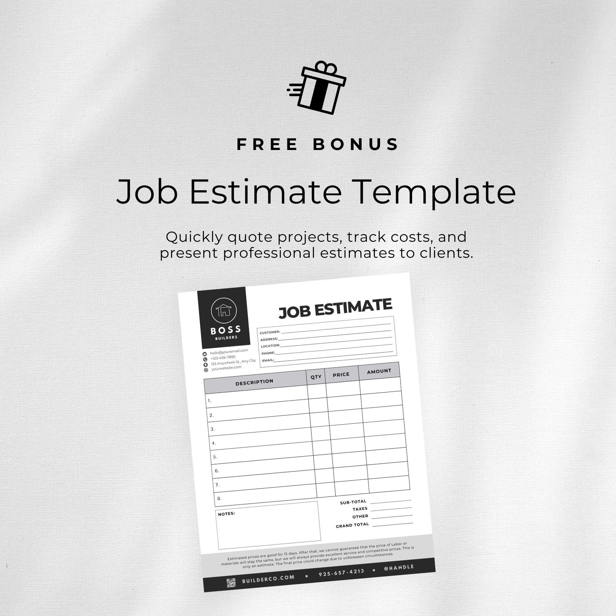 Construction Business Proposal Template, Job Estimate Editable Canva ...