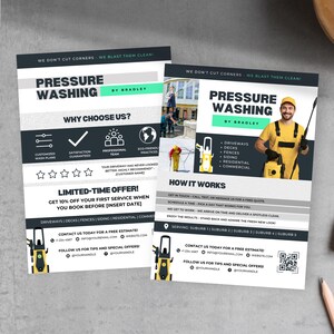Business Flyer for Pressure Washing, Power Washer Small Business Pamphlet, Home Cleaner Marketing,  Exterior Cleaning Services Flyer, PW4