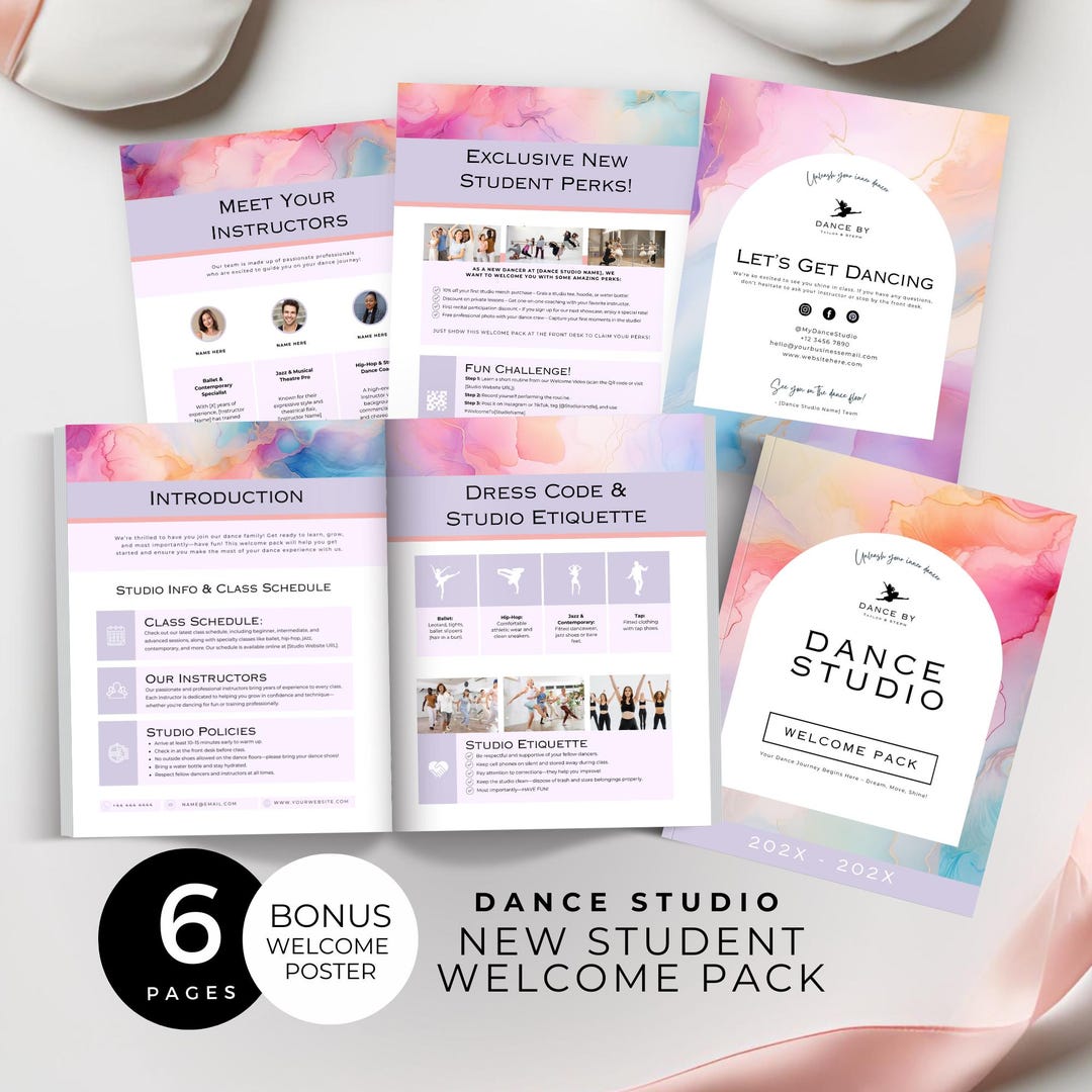 Dance Studio New Student Welcome Pack, Kids Dance Classes Business ...
