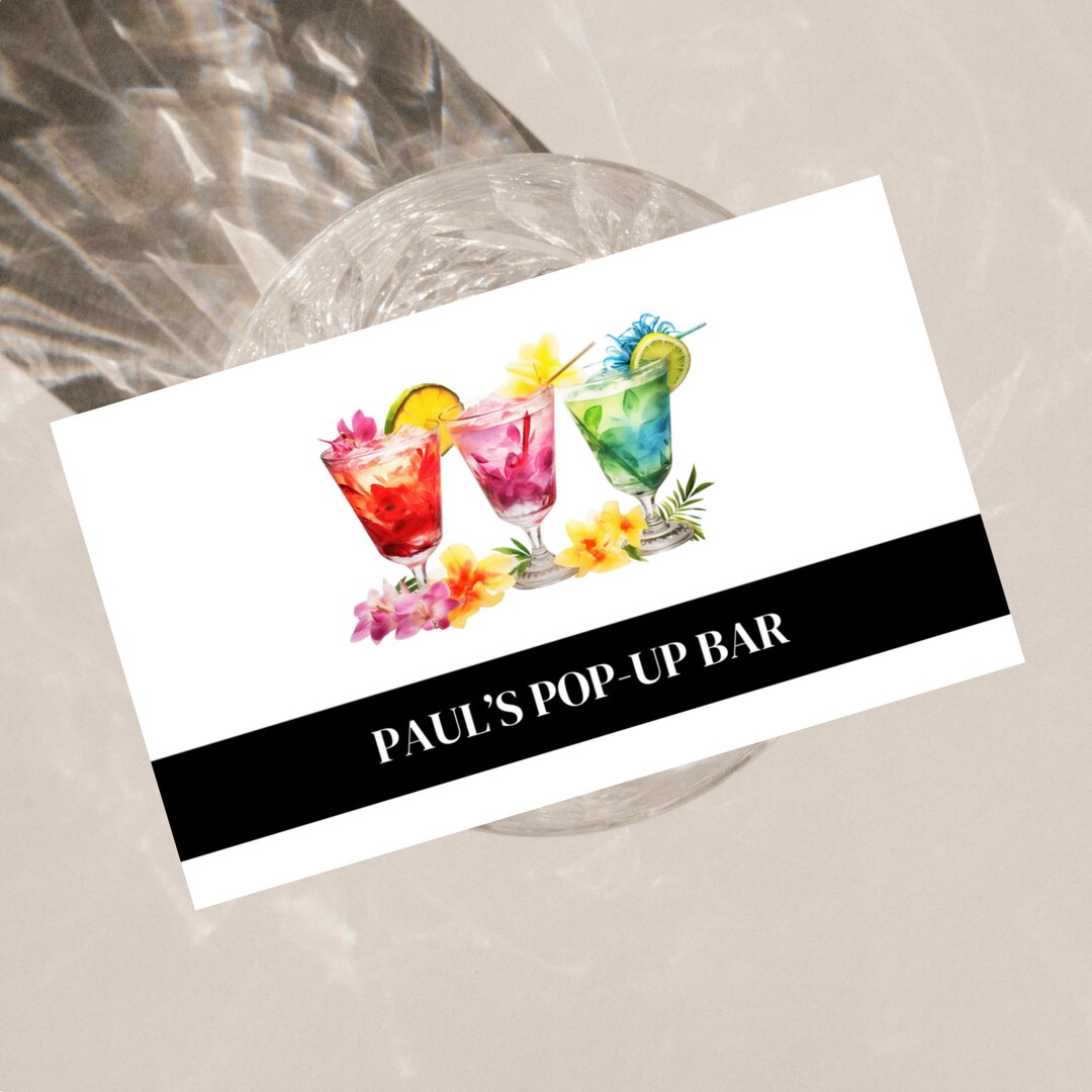 Popup Bar Business Card, Business Card Template for a Bar, Mobile
