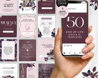 End of Life Doula Social Media Posts, Grief Support Services Instagram Templates, Hospice Care Provider Ads, Customizable Canva Designs, EL1