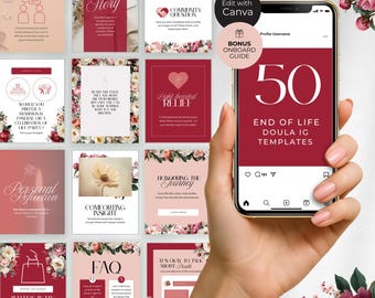 End of Life Doula Social Media Posts, Grief Support Services Instagram Templates, Hospice Care Provider Ads, Customizable Canva Designs, EL7