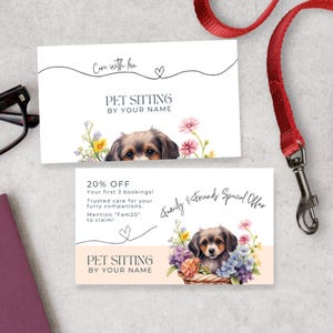 Pet Sitting Business Cards with Heart, Canva Template for Dog Sitter Card with dog, Puppy Pre School Branding, Cavalier Puppy Brand, PE4