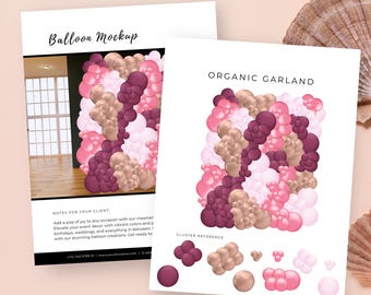 Maqueta de fondo de pared con globos de Canva, diseño de artista de negocios con globos, paleta de más de 60 colores, decoración de pared orgánica color burdeos, decoración de fiesta, BB10