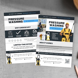 Business Flyer for Pressure Washing, Power Washer Small Business Pamphlet, Home Cleaner Marketing,  Exterior Cleaning Services Flyer, PW2