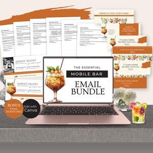 Paquete de plantillas de correo electrónico para negocios de bar móvil, firmas de correo electrónico para carritos de cócteles emergentes (Canva), marketing editable para pequeñas empresas de coctelería, RB2
