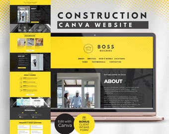 Sitio web de Canva para empresas de construcción, formulario de admisión de clientes de Google para personal de mantenimiento, página de destino para constructores de viviendas, página personalizable para subcontratistas, CB1