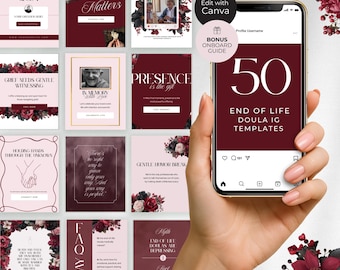 End of Life Doula Social Media Posts, Grief Support Services Instagram Templates, Hospice Care Provider Ads, Customizable Canva Designs, EL2