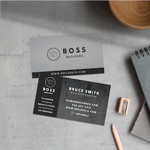 Bau Visitenkarte Vorlage, 8.5x5cm, Small Business Branding, DIY Logo-Design, Bauherren Logo, Unternehmer Marketing, CB4