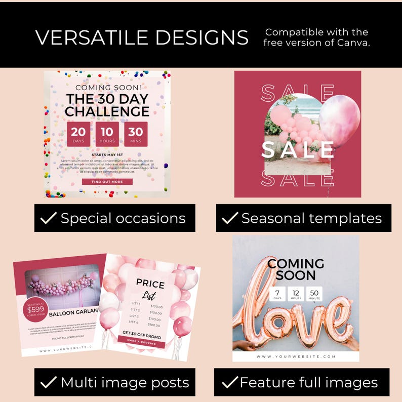Balloon Business Instagram Templates, Balloon Artist Social Media Posts ...