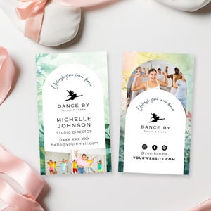 Tanzstudio Visitenkarte Vorlage, Kinder Tanzklasse Kontaktkarte, Tänzer Coaching & Lehre Netzwerkkarte, Tropisches Branding, DS7