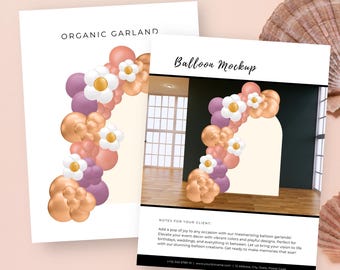 Balloon Garland Mockup Template, Balloon Artist Mockup, 60+ Color Palette, Canva Templates, Editable in Canva, Balloon Business Mockup, BB6