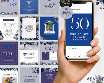 End of Life Doula Social Media Posts, Grief Support Services Instagram Templates, Hospice Care Provider Ads, Customizable Canva Designs, EL8