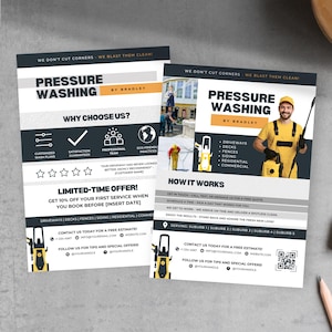Business Flyer for Pressure Washing, Power Washer Small Business Pamphlet, Home Cleaner Marketing,  Exterior Cleaning Services Flyer, PW3