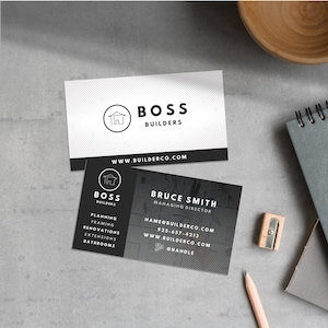 Modelo de canva de cartão de visita de construção, 8,5 x 5 cm, marca para pequenas empresas, design de logotipo DIY, logotipo de construtores de casas, marketing de empreiteiros, CB9