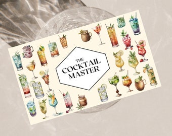 Modèle canva de carte de visite de bar mobile 8,5 x 5 x m, carte de visite à personnaliser, image de marque modifiable de bar à cocktails et modèle de cartes de visite pour un bar