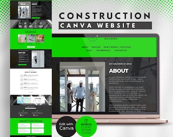 Plantilla de sitio web para construcción, formulario de admisión de clientes de Google, sitio web Canva para constructores de viviendas nuevas, página de destino de empresa subcontratista, CB8