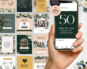 End of Life Doula Social Media Posts, Grief Support Services Instagram Templates, Hospice Care Provider Ads, Customizable Canva Designs, EL6
