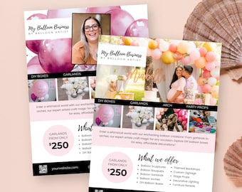 Balloon Artist Flyer US Letter, Balloon Business Marketing, Canva Templates, Editable in Canva, Artist Services, Balloon Release Flyer, BB10