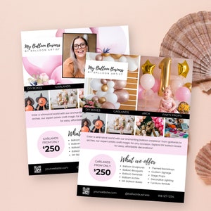 Balloon Artist Flyer Carta de EE. UU., Marketing empresarial de globos, Plantillas Canva, Editable en Canva, Servicios para artistas, Folleto de lanzamiento de globos, BB8