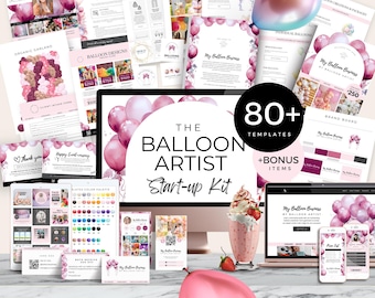 Balloon Artist Startup Kit, Balloon Business Canva Website, Organic Garland Mockup, Product Menu Brochure, Sales Flyers, Pricing list, BB10