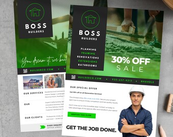 Construction Business Flyer Template, Small Business General Flyer, Editable in Canva, Home Builder Marketing, Artist Services Flyer, CB8