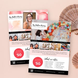 Balloon Artist Flyer US Letter, Balloon Business Marketing, Canva Templates, Editable in Canva, Artist Services, Balloon Release Flyer, BB6