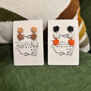 Fall Halloween Pumpkin Dangle Polymer Clay Earring Set