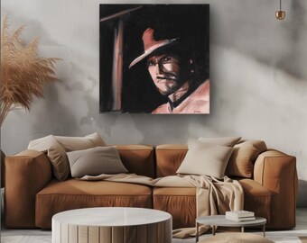 Canvas Print | Clint Eastwood Original Art | Hollywood Art | Western Movie | AMFM ARTWORKS (see description for size chart)