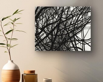 Abstract Winter Black & White Art Print #3 | AMFM ARTWORKS | Winter Tree Canvas Print of Original Oil Painting (see description for sizes)