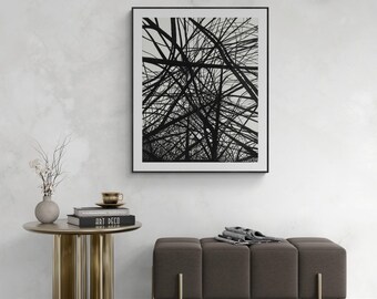 Abstract Winter Black & White Art Print #2 | AMFM ARTWORKS | Winter Tree Canvas Print of Original Oil Painting (see description for sizes)