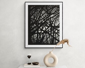 Abstract Forest Painting | Surreal Balck & White Enchanted Forest Art | AMFM ARTWORKS | Canvas Print (see description size ordering info)